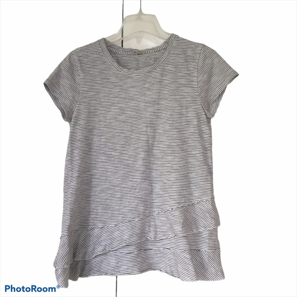 MOD-O-DOC Asymmetrical Flounce Hem Tee Color-Gray/White Size-Small - Picture 10 of 11